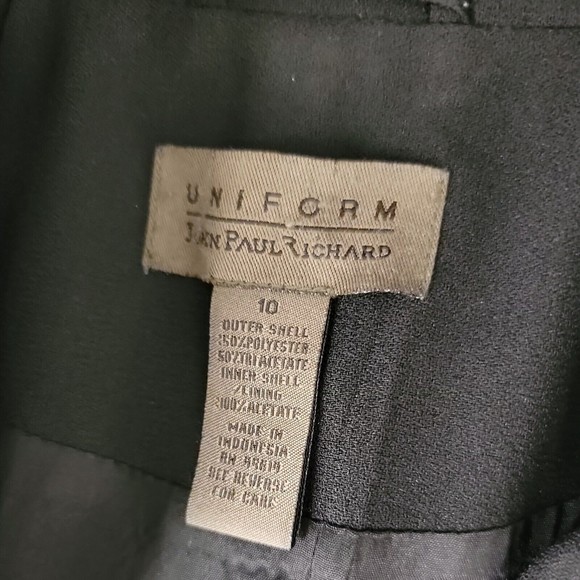 Uniform John Paul Richard Classy Collared Blazer ~ Sz 10 ~ Black ~ Long Sleeve - Picture 3 of 3